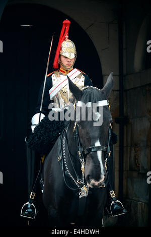 Londres, UK - OCT 27 : Le Cavalier du blues et de la famille royale à cheval Horse Guard Parade au 27 septembre 2013 à Londres, au Royaume-Uni. Du blues et de la famille royale est l'un des deux premiers régiments de l'armée britannique Banque D'Images