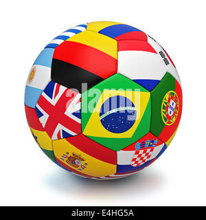 Ballon de soccer avec des drapeaux des pays du monde isolé sur fond blanc Banque D'Images