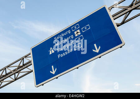 Autoroute allemande signe à Munich Banque D'Images