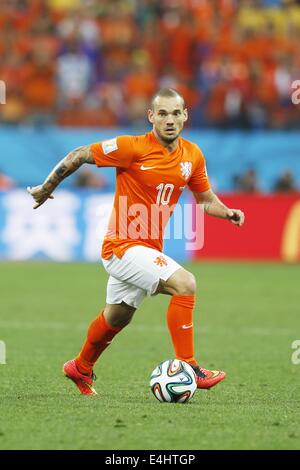 Wesley Sneijder (NED), 9 juillet 2014 Football - Coupe du Monde FIFA 2014 : demi-finale entre les Pays-Bas 0(2-4)0 l'Argentine à l'Arène de Sao Paulo Stadium à Sao Paulo, Brésil. (Photo par AFLO) [3604] Banque D'Images