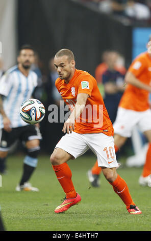 Wesley Sneijder (NED), 9 juillet 2014 Football - Coupe du Monde FIFA 2014 : demi-finale entre les Pays-Bas 0(2-4)0 l'Argentine à l'Arène de Sao Paulo Stadium à Sao Paulo, Brésil. (Photo par AFLO) [3604] Banque D'Images