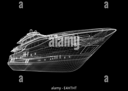 Yacht de luxe . Modèle 3D de la structure du corps, modèle de fil Banque D'Images