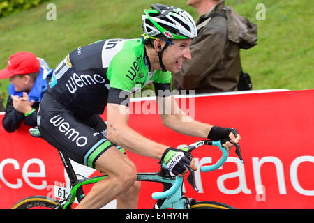 Tomblaine à Gerardmer, France. 12 juillet, 2014. 12.07.2014. Tomblaine à Gerardmer, France. Tour de France en vélo, l'étape 8. Bauke MOLLEMA (NED - Belkin-Pro cycling team) monte la cote de crédit de la Mauselaine : Action Plus Sport Images/Alamy Live News Banque D'Images