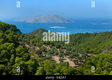 Spanien, Rhodos, bei Embona, Blick zur Insel Chalki Banque D'Images