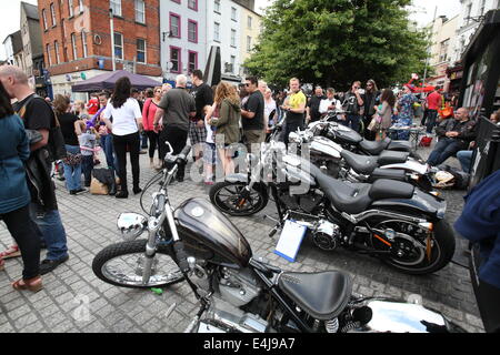 Waterford, Irlande. Le 13 juillet, 2014. Vélo Waterford Fest 2014, le vélo Fest annuel qui attire maintenant des centaines de passionnés de vélo à partir du Royaume-Uni, l'Irlande et l'Europe continentale. Crédit : Ian Shipley/Alamy Live News Banque D'Images