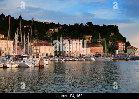 Coucher du soleil à Piran, Slovénie Banque D'Images