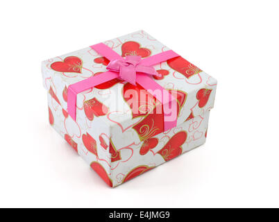 Boîte-cadeau avec Pink Ribbon Bow Banque D'Images