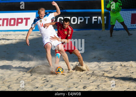 Moscou, Russie. Le 13 juillet, 2014. Euro Beach Soccer League, tournoi stade de Moscou. Match entre la Russie et l'Espagne Banque D'Images