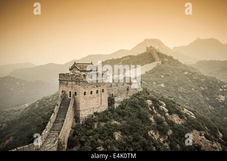 L'article partiellement restauré de la Grande Muraille de Jinshanling, Beijijng, Chine. Banque D'Images