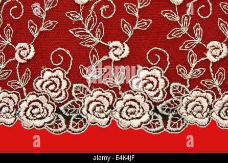 Dentelle noir avec motif rose flowerses Banque D'Images