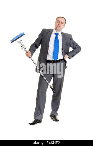 Businessman with a mop Banque D'Images