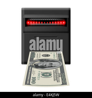 L'insertion de centaines de dollars en billets de trésorerie terminal récepteur Banque D'Images