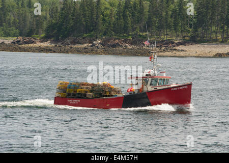 Maine, Rockland. Langoustier de travail. Banque D'Images