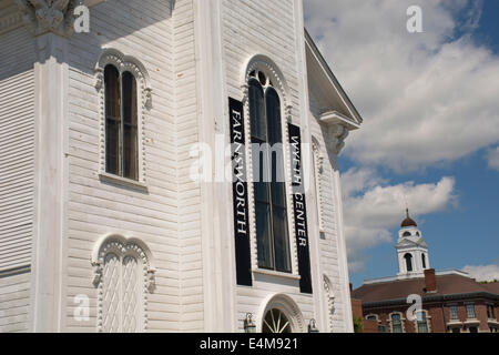 Maine, Rockland. La Farnsworth Art Museum. Centre de Wyeth abrité au 19e siècle United Methodist Church. Knox County Court House Banque D'Images