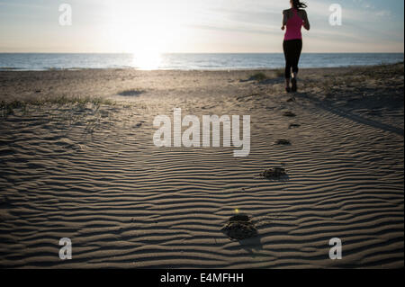 Coucher de Soleil sur le sable Banque D'Images