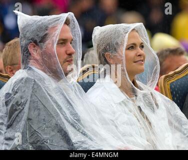 Borgholm, 14-07-2014 La Princesse Madeleine de Suède et M. Chris O Neill Célébration du 37e anniversaire de la Princesse Victoria de Suède au stadion de Borgholm PRE/Albert Nieboer// /afp -AUCUN SERVICE DE FIL- /afp -AUCUN SERVICE DE FIL- Banque D'Images