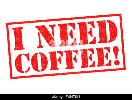 J'ai besoin de tampon en caoutchouc rouge Café sur un fond blanc. Banque D'Images