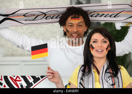 Deux fans de football allemand Banque D'Images