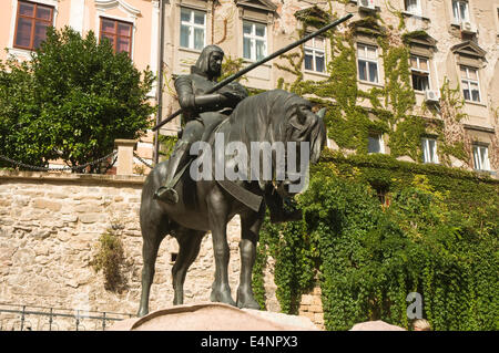 L'EUROPE, Croatie, Zagreb, Brace Hrvatskog Zmaja Street, George et le Dragon Statue Banque D'Images