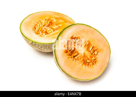 Fruit melon cantaloup (Cucumis melo) isolated on a white background studio. Banque D'Images