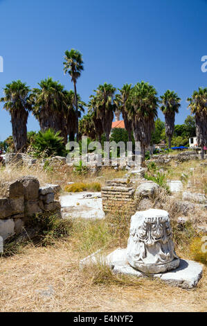 Vestiges de l'ancienne agora excavées, Kos Town, Kos Island, îles du Dodécanèse, Grèce. Banque D'Images