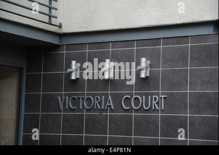 Victoria Court sur l'ensemble de Coronation Street à l'ITV Granada Studios, Quay Street, Manchester, UK Banque D'Images