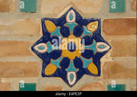 Mosaïque, Gūr Amīr-e ou Guri Amir Mausoleum, Samarkand, Ouzbékistan Banque D'Images