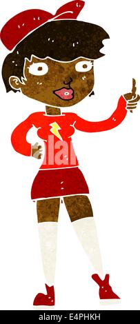 Patineur cartoon girl giving Thumbs up symbole Illustration de Vecteur