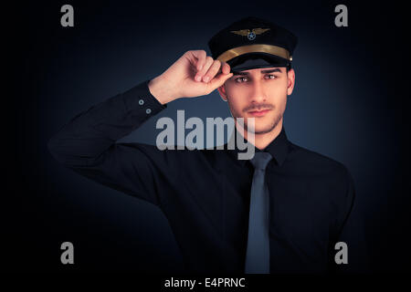 Salut pilote Portrait Low Key Banque D'Images