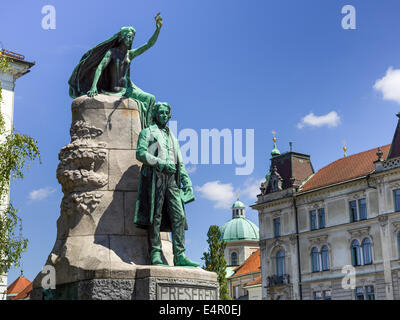 Ljubljana Slovénie capitale de Laibach Slovénie vue sur la ville monuments de Prešeren, France Prešeren Banque D'Images