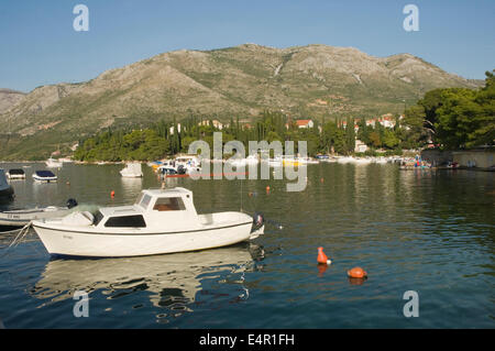 L'EUROPE, Croatie, Dalmatie, Cavtat, vue panoramique des bateaux dans le port Banque D'Images