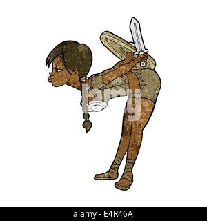 Viking cartoon girl bowing Illustration de Vecteur