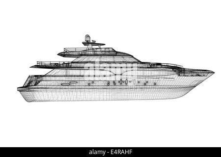 Yacht de luxe . Modèle 3D de la structure du corps, modèle de fil Banque D'Images