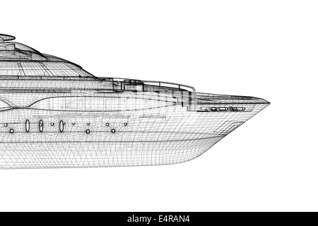 Yacht de luxe . Modèle 3D de la structure du corps, modèle de fil Banque D'Images