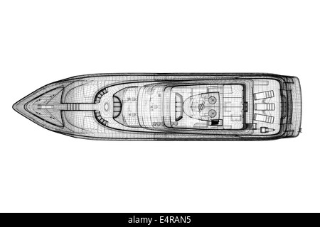 Yacht de luxe . Modèle 3D de la structure du corps, modèle de fil Banque D'Images