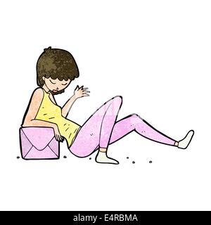 Cartoon woman leaning on package fort Illustration de Vecteur