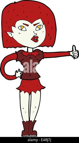 Cartoon vampire girl giving Thumbs up Illustration de Vecteur