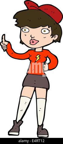 Patineur cartoon girl giving Thumbs up symbole Illustration de Vecteur