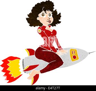 Cartoon girl pin up de l'armée de missiles d'équitation Illustration de Vecteur