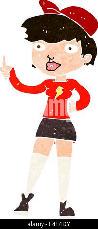 Patineur cartoon girl giving Thumbs up symbole Illustration de Vecteur