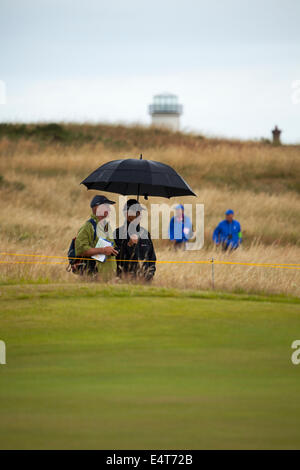 Hoylake, Angleterre. 16 juillet, 2014. L'Open Golf Championship. Le forcasted la pluie commence à tomber sur le cours Banque D'Images