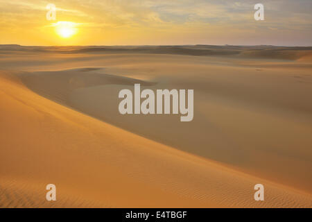 Paysage désertique au lever du soleil, le Gouvernorat de Matrouh, Désert de Libye, désert du Sahara, l'Egypte, l'Afrique Banque D'Images