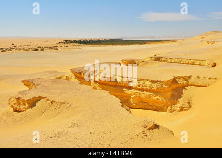 Paysage désertique, le Gouvernorat de Matrouh, Désert de Libye, désert du Sahara, l'Egypte, l'Afrique Banque D'Images