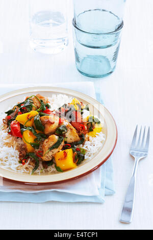 Poulet épicé à la Mangue sur riz, Studio Shot Banque D'Images