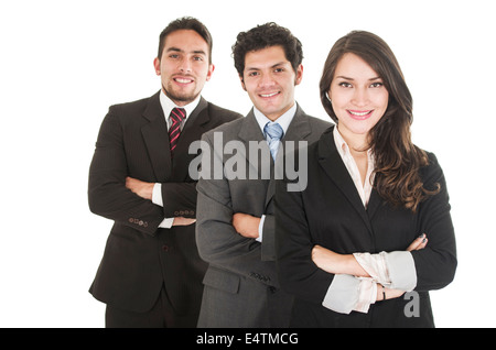 Trois cadres posing isolated on white Banque D'Images