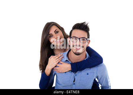 Jeune beau couple habillé de bleu Banque D'Images