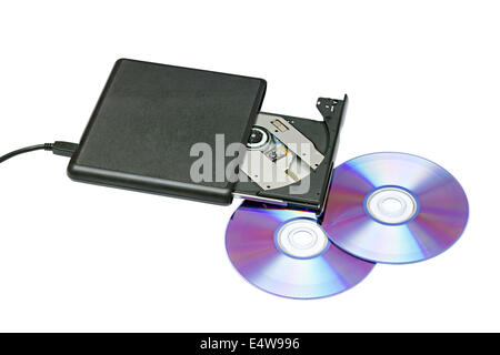 Lecteur DVD externe et les disques Banque D'Images
