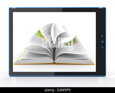 E-Book Reader. Livres et PC tablette. 3d Banque D'Images