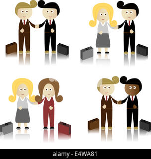 Les hommes et les femmes d'shaking hands Banque D'Images