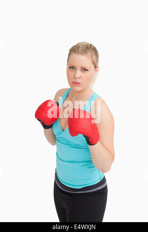 Woman wearing sportswear et gants Banque D'Images